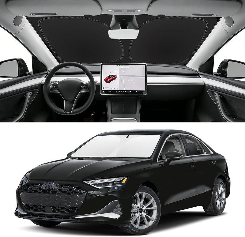 SLOGENTO Custom Fit Windshield Sun Shade for Audi A3 2022-2026, Blocks UV & Heat, Front Window Sunshade, Easy Fold & Store - Image 1